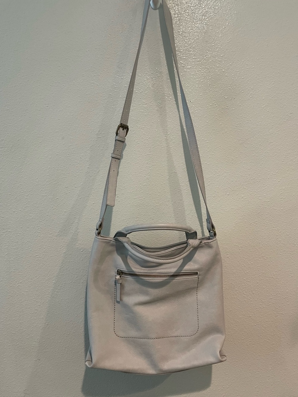 Minimalist light gray Leather type Crossbody Tote - Sonoma